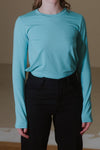 BASERANGE Classic Bamboo Fiber Bamboo Cotton Long Sleeve T-Shirt Collection Round Neck Bottoming Shirt France BAS-TOLS-BL-SP25-LSS Turquoise TOLS-BL-000